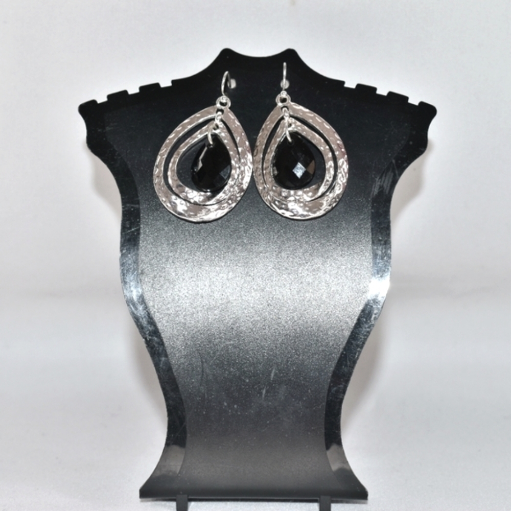 Gemstones Black & Silver Earrings